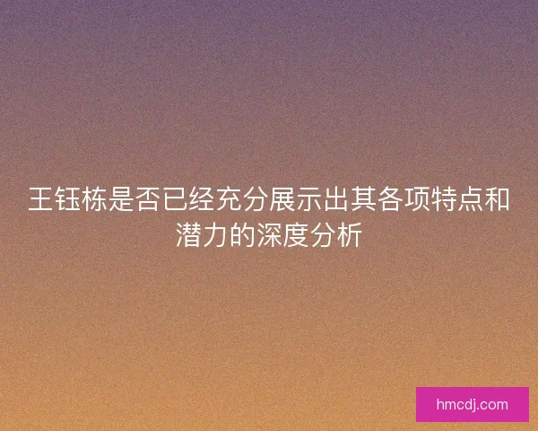王钰栋是否已经充分展示出其各项特点和潜力的深度分析 王钰栋是否已经充分展示出其各项特点和潜力的深度分析
